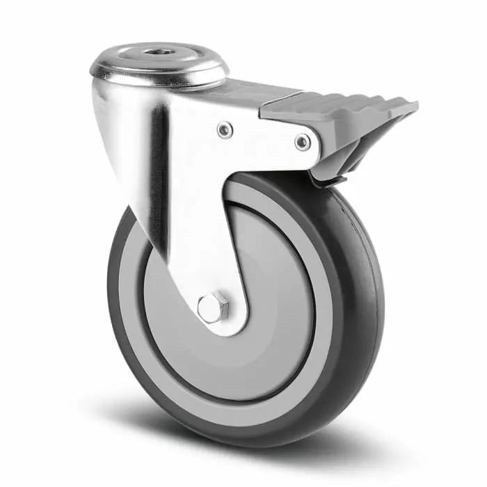 Tente Braked Swivel Castor Wheel, 80 Kg Capacity, 125 mm Wheel, 1677 PJP 125/32 P30-13