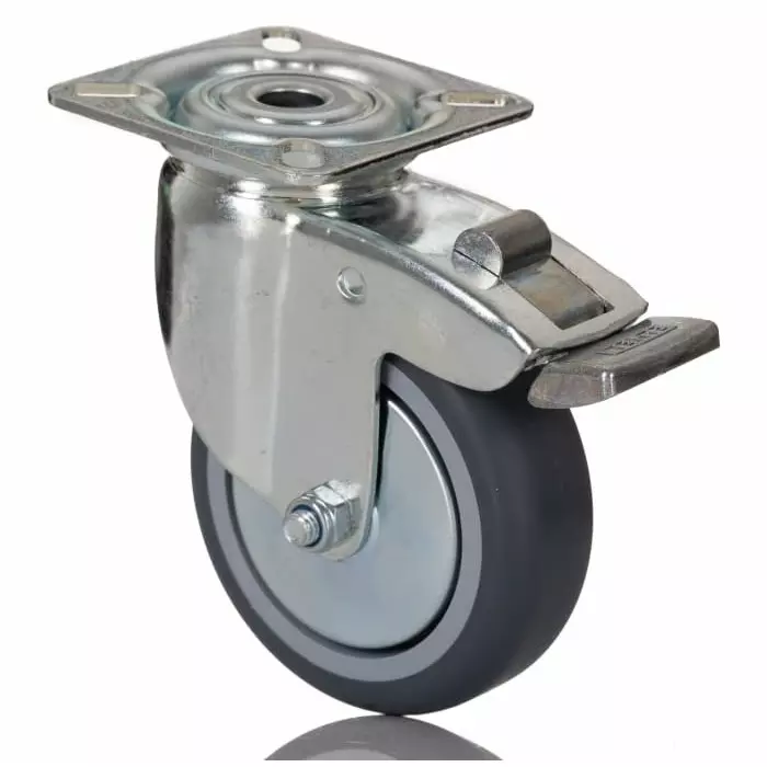 Tente Braked Swivel Castor Wheel, 75 Kg Capacity, 75 mm Wheel, 2477PJO075P40PFP