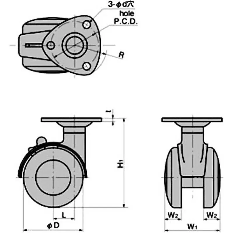 TAKIGEN Twin Wheel Swivel Caster Chrome Plating 780N Allowable Loads, K-200MY-50