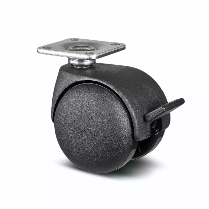 Tente Braked Swivel Castor Wheel, 10 Kg Capacity, 50 mm Wheel, AA25 POI 050 P41-38X38 NOIR