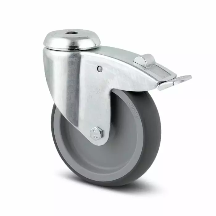 Tente Braked Swivel Castor Wheel, 80 Kg Capacity, 100 mm Wheel, 2477 PJO 100/32 P30-13