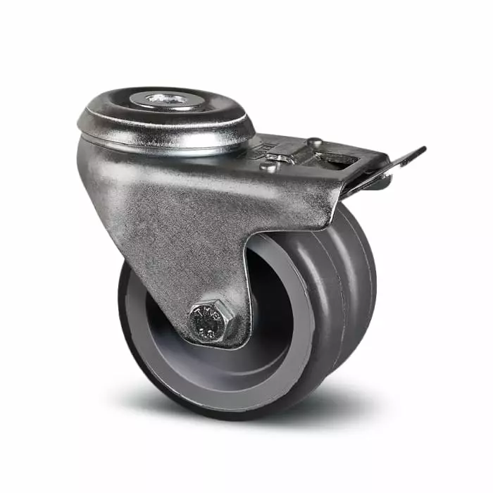 Tente Braked Swivel Castor Wheel, 80 Kg Capacity, 75 mm Wheel, 1977 PIO 075/25 P30-13