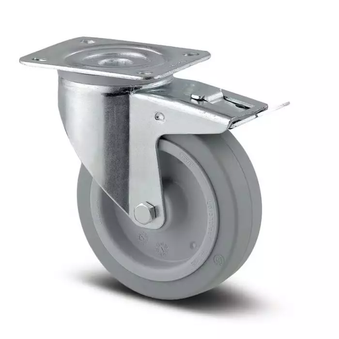 Tente Braked Swivel Castor Wheel, 250 Kg Capacity, 125 mm Wheel, 3477UFR125P63