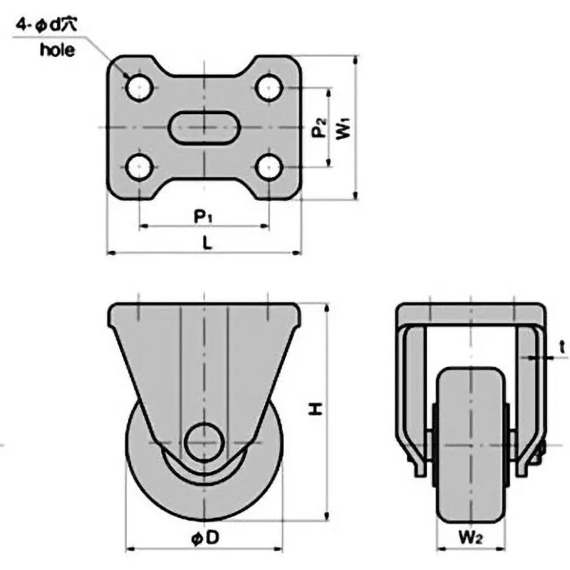 TAKIGEN Low Floor Heavy Duty Casters Super Tough Nylon 4.9N Allowable Loads, K-300HK-75