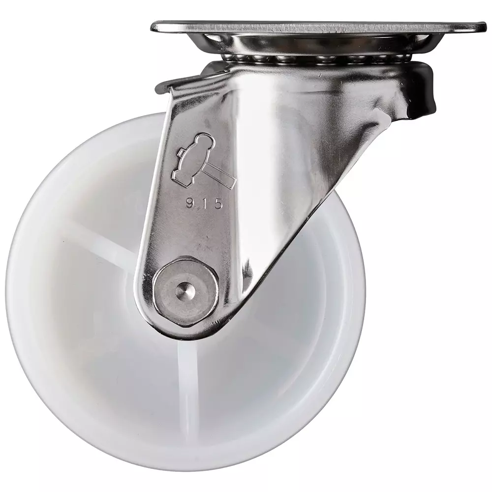 TAKIGEN Stainless Steel Swivel Caster Nylon 0.8kN Allowable Loads without Stopper, K-1320S-75-N
