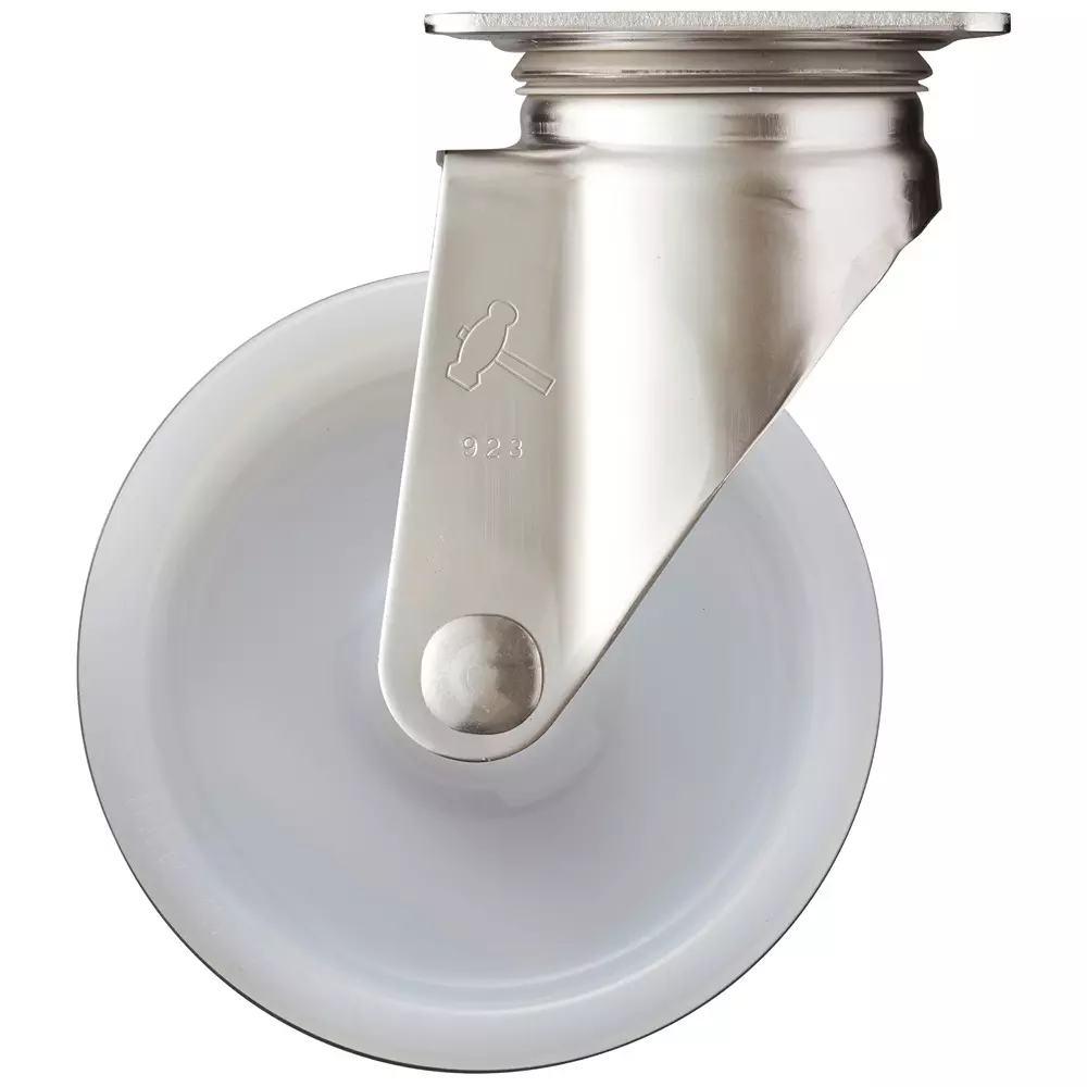 TAKIGEN Stainless Steel Swivel Caster Nylon 1.6kN Allowable Loads without Stopper, K-1320S-150-N