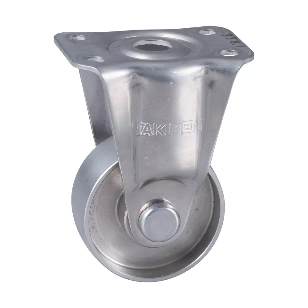TAKIGEN Stainless Steel Pressed Fixed Caster Urethane & Nylon 0.39kN Allowable Loads, K-1304R-50-SUS