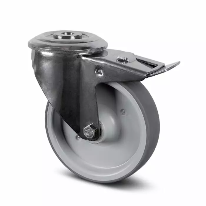 Tente Braked Swivel Castor Wheel, 100 Kg Capacity, 125 mm Wheel, 8377 PJD 125/32 P30-13