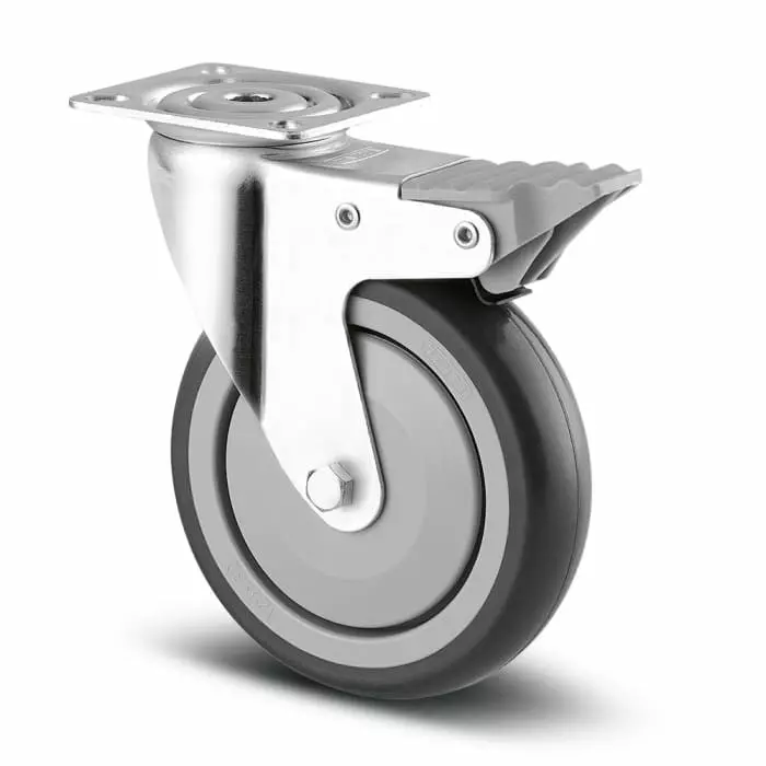 Tente Braked Swivel Castor Wheel, 80 Kg Capacity, 100 mm Wheel, 1677 PJP 100/32 P50