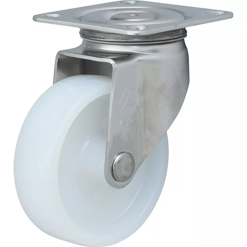 TAKIGEN Stainless Steel Swivel Caster Nylon 1.2 kN Allowable Load without Stopper, K-1320S-100-N
