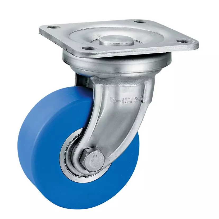 TAKIGEN Stainless Steel Low-Profile Heavy-Duty Swivel Caster Φ100 mm Wheel Diameter, K-1570J-100