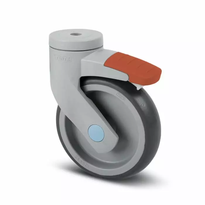 Tente Braked Swivel Castor Wheel, 100 Kg Capacity, 125 mm Wheel, 5387 PJO 125/32 P30-13