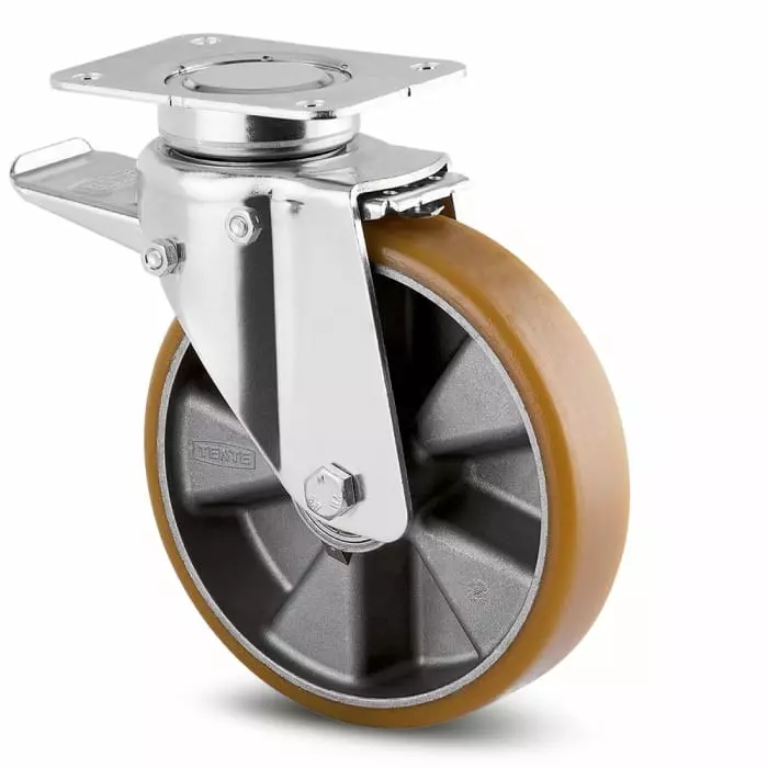 Tente Braked Swivel Castor Wheel, 600 Kg Capacity, 160 mm Wheel, 3642 ITP 160 P63 92SH