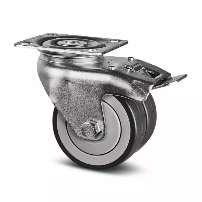 Tente Braked Swivel Castor Wheel, 85 Kg Capacity, 75 mm Wheel, 1977 PJP 075/25 P50