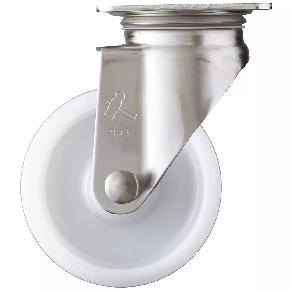 TAKIGEN Stainless Steel Swivel Caster Nylon 1.5kN Allowable Loads without Stopper, K-1320S-125-N