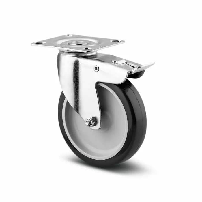 Tente Braked Swivel Castor Wheel, 70 Kg Capacity, 100 mm Wheel, 1477 PAO 100 P50