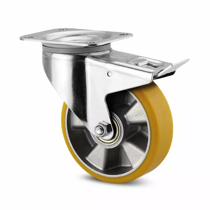Tente Braked Swivel Castor Wheel, 350 Kg Capacity, 200 mm Wheel, 3477 ITP 200/50 P63