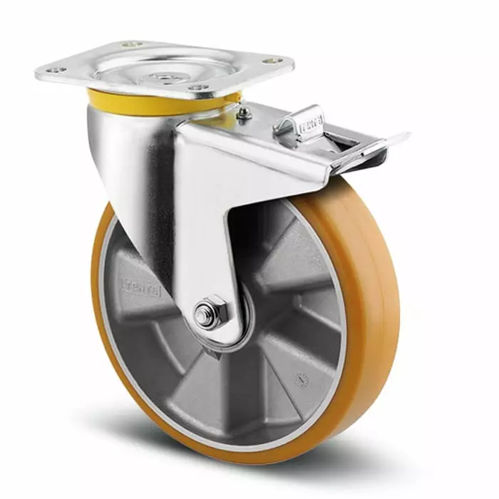 Tente Braked Swivel Castor Wheel, 800 Kg Capacity, 160 mm Wheel, 4687 ITP 160/50 P63 92SH
