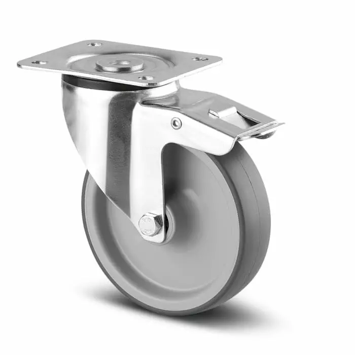 Tente Braked Swivel Castor Wheel, 80 Kg Capacity, 100 mm Wheel, 3377 PJR 100/32 P62