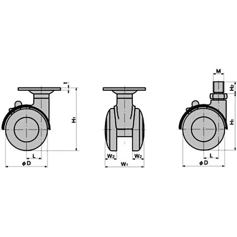 TAKIGEN Twin Wheel Swivel Caster Chrome Plating 780N Allowable Loads, K-200MYNS-50
