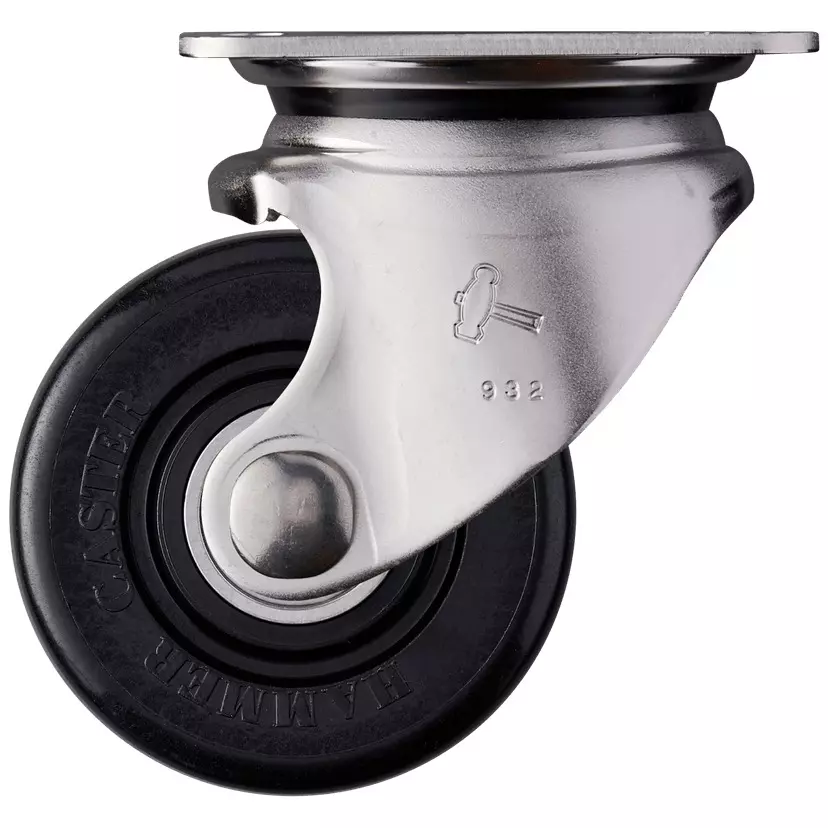 TAKIGEN Stainless Steel Low-Profile Heavy-Duty Swivel Caster Φ75 mm Wheel Diameter, K-1540S-75-NRB