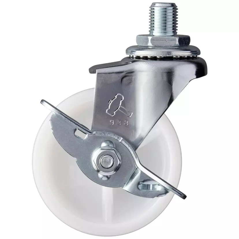 TAKIGEN Screw-Foot Swivel Caster Nylon Φ65 mm Wheel Diameter with Stopper, K-415A-65-N