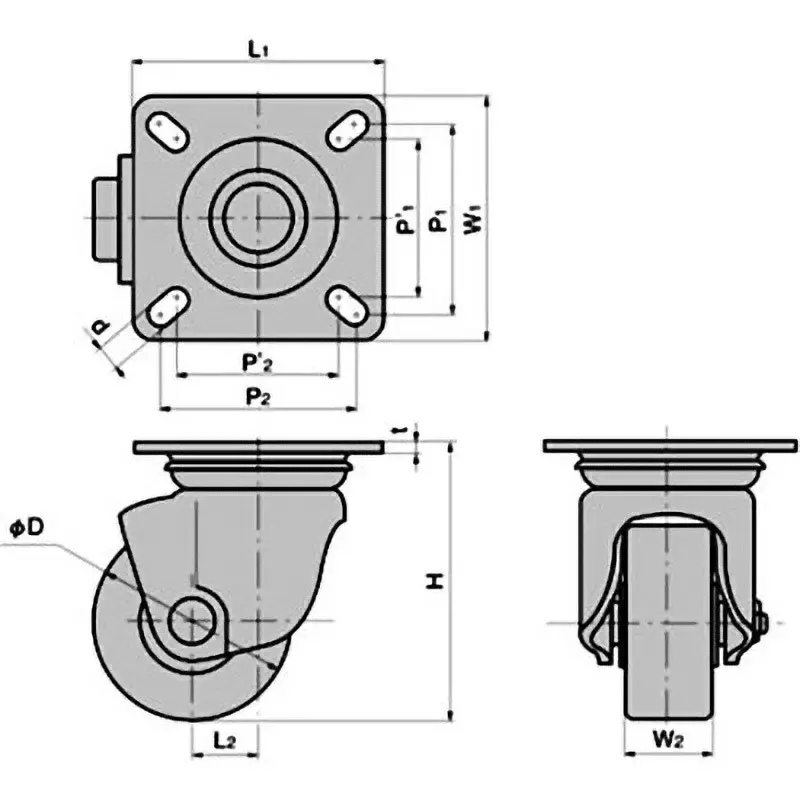 TAKIGEN Low Floor Heavy Duty Casters Super Tough Nylon 4.9N Allowable Loads, K-300HJ-75