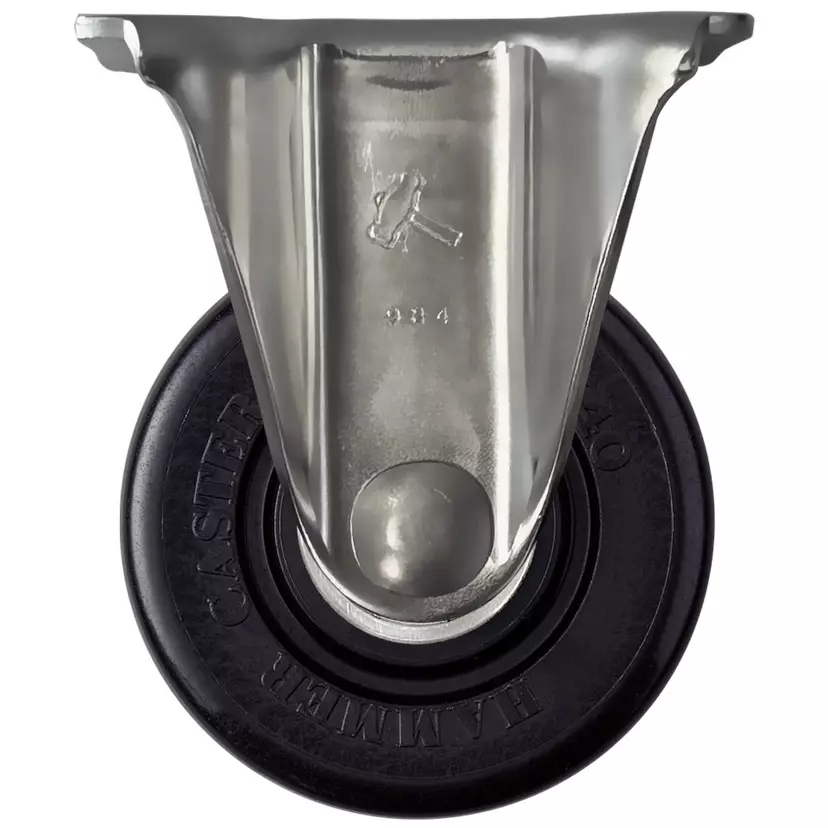 TAKIGEN Stainless Steel Low-Profile Heavy-Duty Fixed Caster Φ75 mm Wheel Diameter, K-1540SR-75-NRB