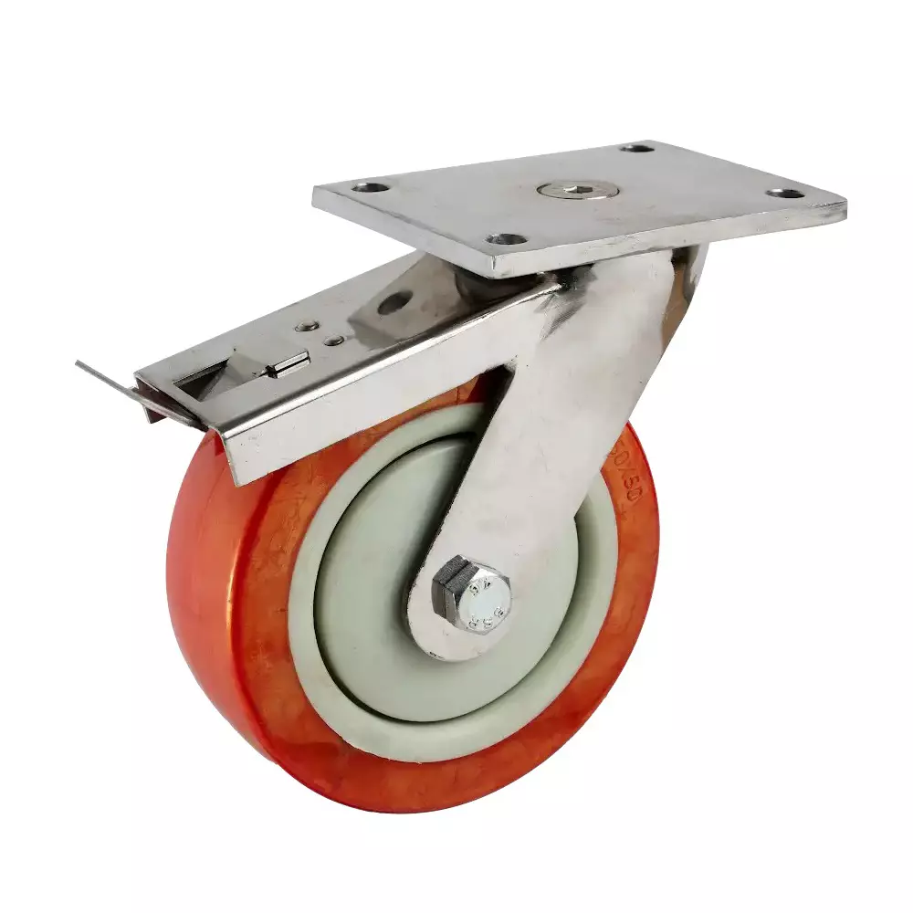 MUVALL Castor Wheel Polyurethane Brake Type 150x50 mm Wheel Size, FSS304 B 150 50 PUB(W)