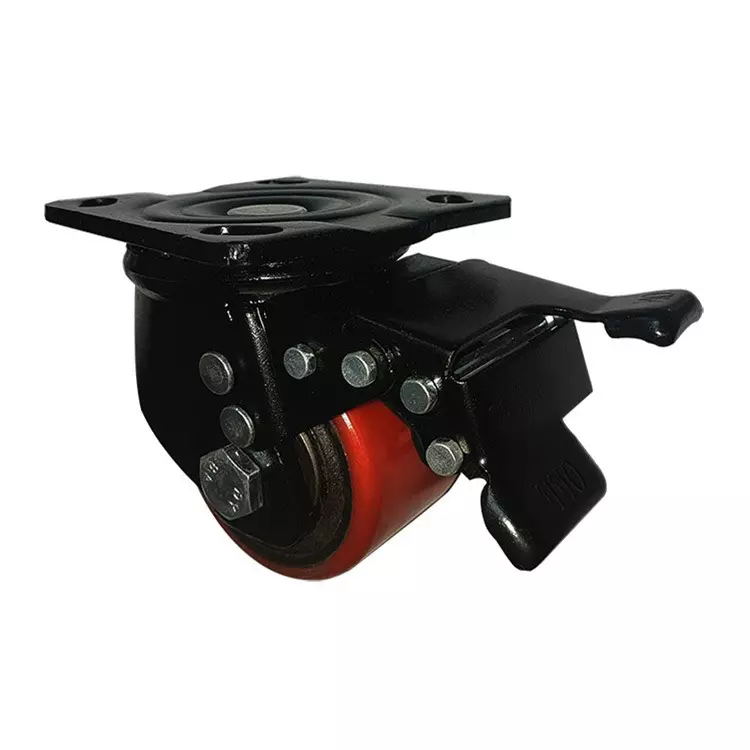 MUVALL Castor Wheel Polyurethane (Cast Iron Core) Brake Type 75x50 mm Wheel Size, PSTP B 75 50 PUCB