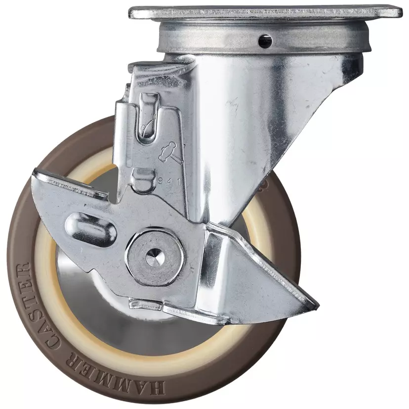 TAKIGEN Swivel Caster Φ100 mm Wheel Diameter with Stopper, K-413S-100-UB