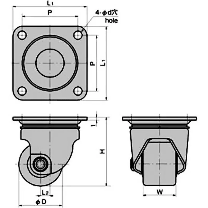 TAKIGEN Super Heavy Duty Caster Phenolic Resin 3.92 kN Allowable Load, K-100WHB-P-65