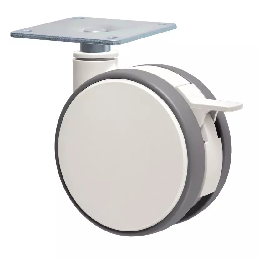 TAKIGEN Design Caster Elastomer 69x17.3 mm (W1xW2) with Stopper and Swivel Lock, K-115JS-130