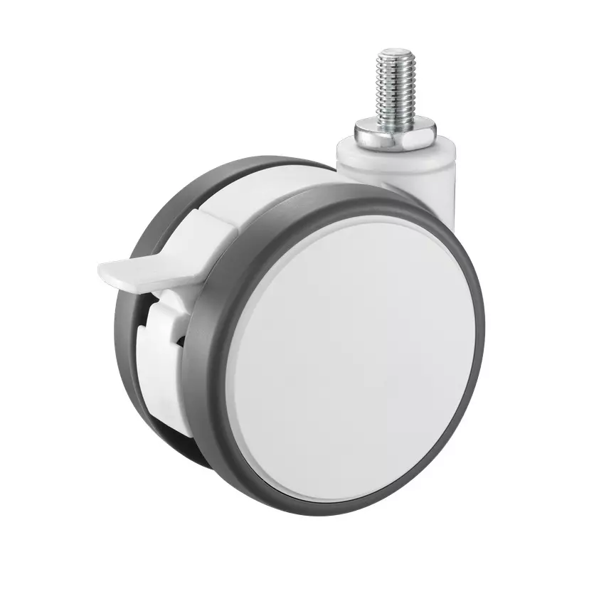 TAKIGEN Design Caster Elastomer 66x16 mm (W1xW2) with Stopper and Swivel Lock, K-115JNS-100