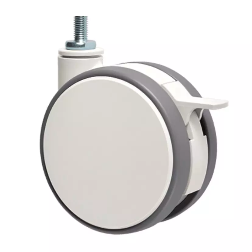 TAKIGEN Design Caster Elastomer 69x17.3 mm (W1xW2) with Stopper and Swivel Lock, K-115JNS-130