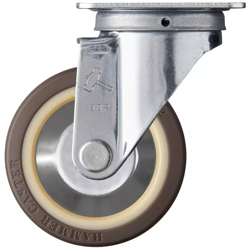 TAKIGEN Swivel Caster Φ100 mm Wheel Diameter without Stopper, K-420S-100-UB
