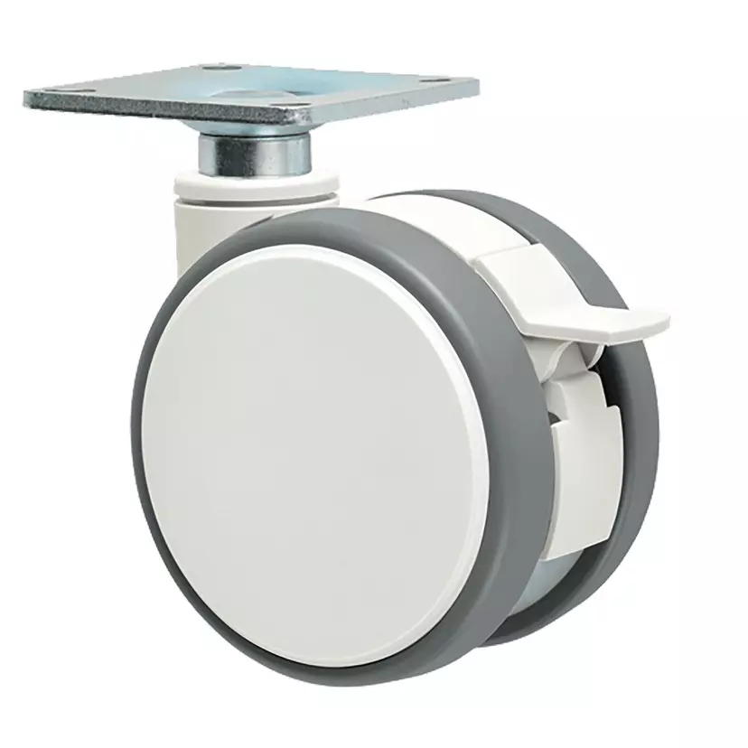 TAKIGEN Design Caster Elastomer 46.5x10 mm (W1xW2) with Stopper, K-115JS-50