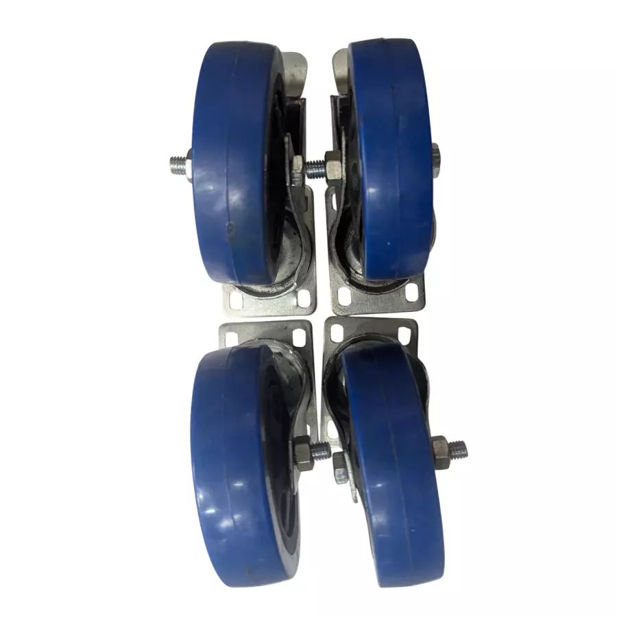 Generic Swivel Bearing Type Castor Wheel 4 inch Wheel Dia and Blue Color, FCW-41B (Set of 4)