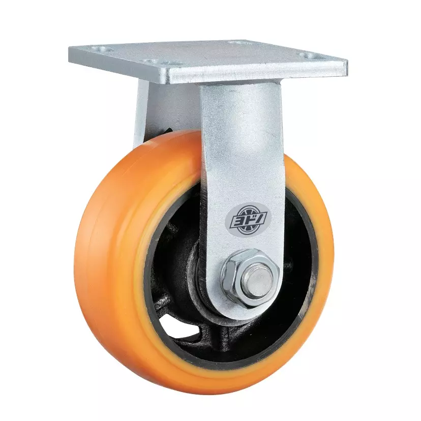 TAKIGEN Ultra Heavy Duty Caster Fixed Type Urethane Φ152 mm Wheel Diameter, K-543K-150-UR
