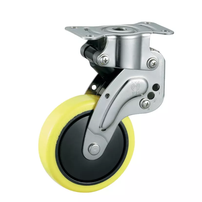 TAKIGEN Stainless Steel Shock Absorber Caster Φ100 mm Wheel Diameter 300N Allowable Load, K-1560R-100-UR