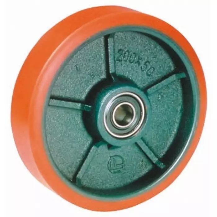 LAG Blue, Orange Polyurethane Abrasion Resistant, High Load Capacity, Laceration Resistant, Non-Marking Trolley Wheel,, 7009 CC