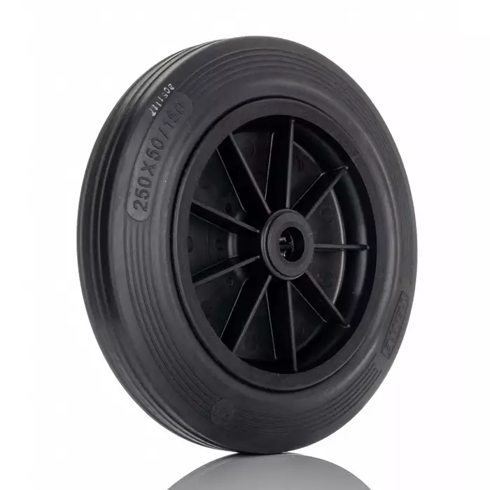 Tente Black Rubber Ageing Resistant Trolley Wheel, 250 Kg, PVR250/50X20LM58