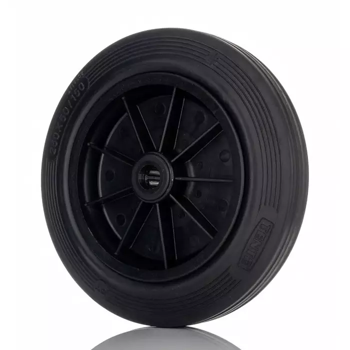 Tente Black Rubber Ageing Resistant Trolley Wheel, 250 Kg, PVR250/50X20LM58
