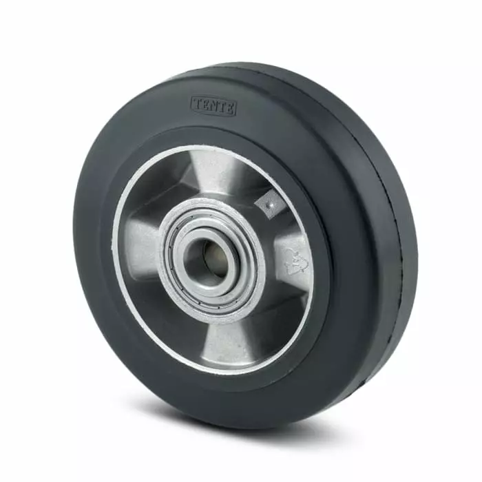 Tente Black, Silver Aluminium Heavy Duty, Precision Ball Bearing Trolley Wheel, 350 Kg, IEP 160/50-D20 LM60