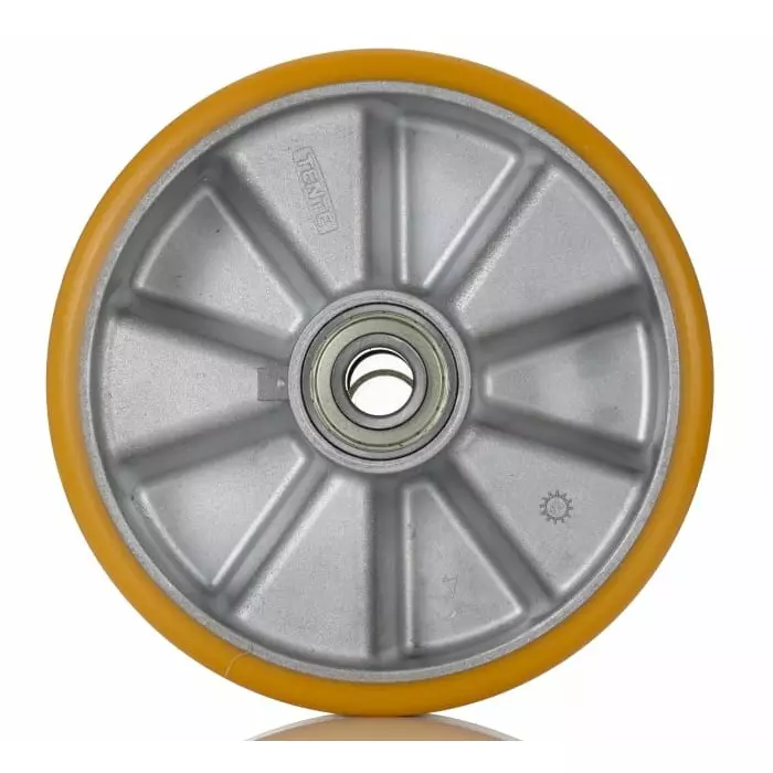 Tente Yellow Polyurethane Corrosion Resistant Trolley Wheel, 1600 Kg, ITP200x50-?20 flat