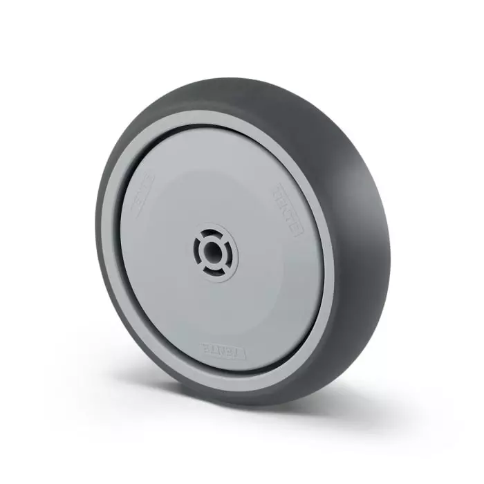 Tente Grey Polypropylene Heavy Duty, Precision Ball Bearing Trolley Wheel, 100 Kg, PJP 125/32-D8 LM36,5