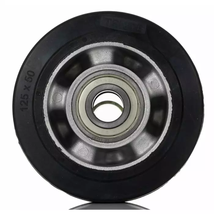Tente Black Rubber Corrosion Resistant, Vulcanized Trolley Wheel, 600 Kg, IEP125x50-?20
