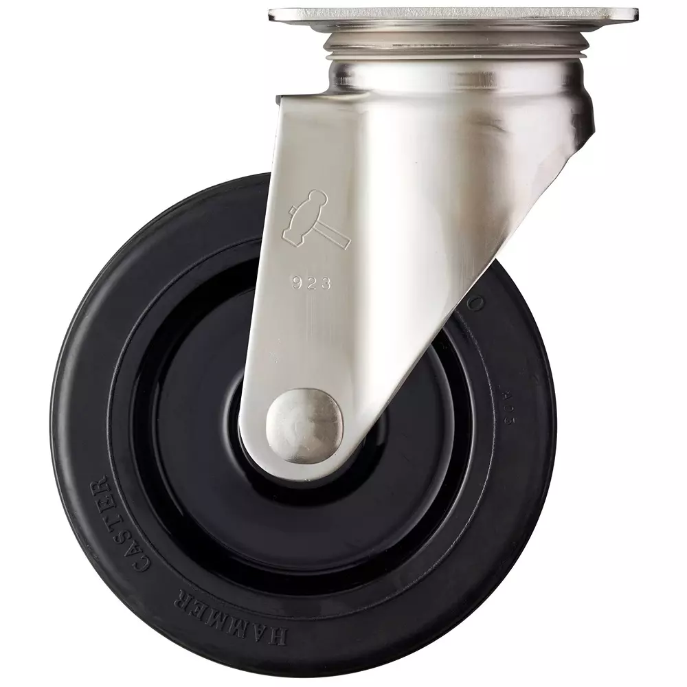 TAKIGEN Stainless Steel Swivel Caster Rubber 1.6kN Allowable Loads without Stopper, K-1320S-150-R