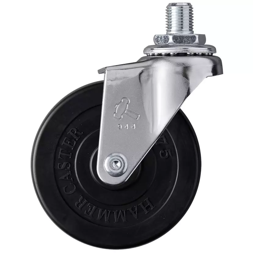 TAKIGEN Swivel Caster Rubber Φ75 mm Wheel Diameter without Stopper, K-420A-75-R
