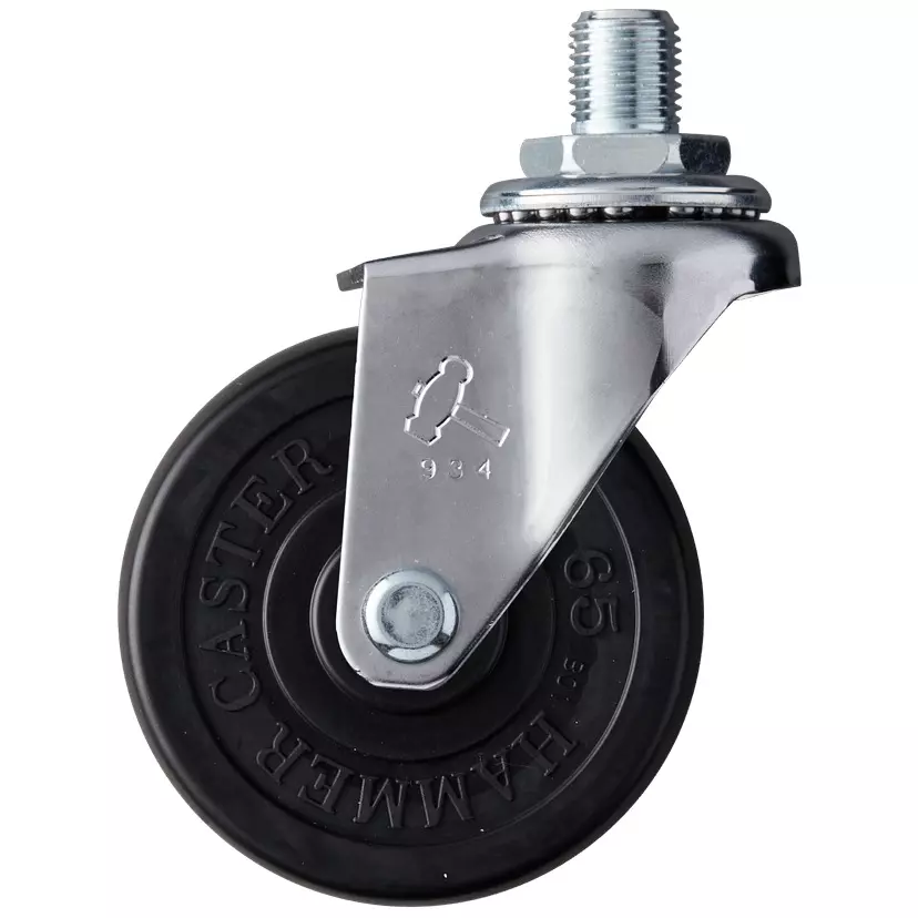 TAKIGEN Swivel Caster Rubber Φ65 mm Wheel Diameter without Stopper, K-420A-65-R